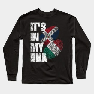 Italian And Dominican Mix DNA Flag Heritage Long Sleeve T-Shirt